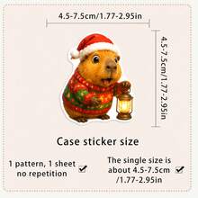 50Pcs Christmas Holiday Capybara Stickers, Cute Xmas Capybara Character Decals, Waterproof Decor Stickers For Crafts, Journaling, Phone Case - Multicolor - View 8