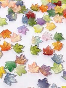 30/100pcs Maple Leaf Shaped Glass Decorative Beads, Hairpin DIY And Jewelry Accessory Materials, Simulation Maple Leaf, Glazed Maple Leaf, Autumn Decoration, Thanksgiving Decoration, DIY Handmade Materials - Maple Leaf Beads - View 6