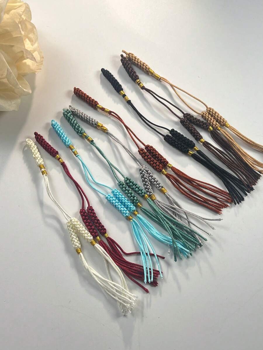 1pc/10pcs Handmade Woven Prayer Beads Pendant, Handmade Woven Vajra Knot Accessory, Ramadan Prayer Beads DIY Decorative Rope, Phone Bag Chain DIY Pendant, Wide Application, Multiple Colors Available - Multicolor - View 1