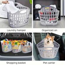 1pc Foldable Wall-Mounted Laundry Basket, Space-Saving Multi-Compartment Collapsible Clothes Storage Bin With Lid, Durable Polypropylene Rectangular Organizer Box For Home Bathroom Laundry Room, White - Multicolor - View 8