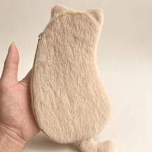 1pc Cat Shaped Plush Pencil Case, Cute Soft Large Capacity Stationery Storage Bag, Japanese Style Cute Cat Pencil Case, Suitable For School, Office, Study, Desk Storage And Small Item Organization, Back To School Season - Multicolor - View 10
