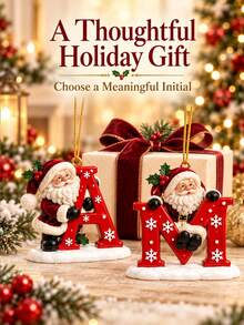 Christmas Tree Shaped Santa Claus Enamel Pendant - A-Z Letter Style - Ideal Decoration For Christmas, Valentine's Day And Thanksgiving | Multi-Functional Keychain And Backpack Charm, No Battery Required, 2D Flat Design, Suitable For All Seasons - Multicolor - View 4