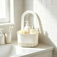 1pc-[Awaoko]Multifunctional Drain Basket, Thickened Durable White PP Material Dishcloth, Sponge Drain Rack, Easy To Disassemble, No-Drill Sink Filter Rack, Kitchen And Bathroom Dual Use, Sponge And Dishcloth Storage Basket, Also Suitable For Vegetable And Fruit Washing And Storage - A - View 4