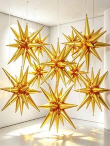 9Pcs/Set 6 Colors Explosion Star Foil Balloons Kit With Ribbon For Ceiling Birthday Wedding New Year Anniversary Ornaments Party Decor - View 7