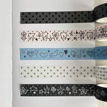 5pcs/Set Ins Style Silver Foil Star Washi Tape, Super Shiny Planner DIY Collage Decoration Polka Dot Five-Pointed Star Tape Roll - Multicolor - View 13