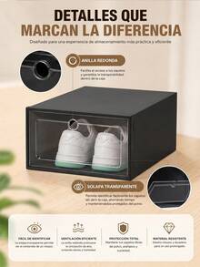 6/14 Piezas de Organizador de zapatos apilable, cajas para calzado con puerta transparente, diseño plegable y modular, almacenamiento para tenis, tacones y zapatos, ideal para dormitorio, armario y entrada, disponible en negro y blanco - Ver 6