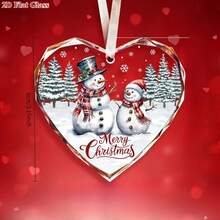 1pc Flat 2D Acrylic Snowman Christmas Decoration - Holiday Snowman And Tree Design, For Holiday Tree Decoration, Perfect Home Gift, No Electricity Required, Christmas Ornament - D - View 3