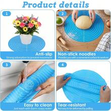 Silicone Baking Mat, 12 Inch Round With Scale, Non-Stick Heat Resistant, Reusable, Suitable For Kneading Dough And Cake Turntable - Multicolor - View 5