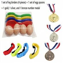 8-Piece Outdoor Group Sports Set, Includes Egg And Spoon, Leg Bands 1 Set (4 Pieces), Numbered Medals, Agility Activity Items - Team Sports Uniform Set - View 7