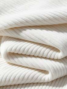 1pc Thick Vertical Ribbed Corduroy Fabric, Soft Ribbed Corduroy Cloth, DIY Handmade Fabric For Autumn/Winter Clothing Collar And Cuffs - White - View 4