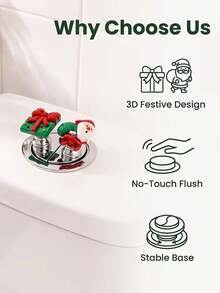 2 Pieces Christmas-Themed Toilet Flush Button Cover Set (Christmas Tree) – Festive Toilet Button Decoration, Creative Bathroom Tank Switch/Button, And Auxiliary Handle (Drill-Free; Doubles As A Handle For Drawers, Cabinet Doors, Or Refrigerators) - Multicolor - View 7