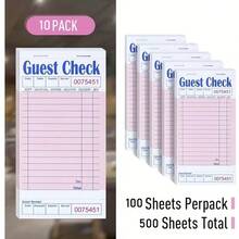1/5/10Pcs Pink Handwritten Order Notepad, 50‑Sheet Durable Paper Server Order Book With Writing Pad, Practical Note Tool For Restaurant, Cafe, Food Shop, Business Daily Supply - Multicolor - View 6