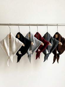 1pc Solid Color Small Wool Blend Knitted Elegant Style Triangle Scarf, Suitable For Outdoor Travel, Outings, Back To School Season And Autumn/Winter Wear - Multicolor - View 6