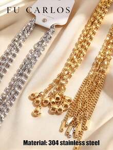 10 Pcs Stainless Steel Lip Chains, Gold And Silver Available, DIY Necklace, Suitable For DIY Jewelry Making, Fashion Choker Accessories - 10Pcs - View 11