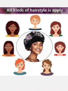 6PCS Women's Printed Satin Wide Brim Sleep Cap Beauty Care Makeup Cap Suitable For Daily Use - Multicolor - View 4