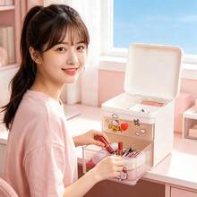 Miniso Kotak Penyimpanan Laci Tutup Flip Seri Klasik Karakter Sanrio, Cetakan , Bahan Plastik PP Tebal, Organizer Meja yang Dapat Ditumpuk, Untuk Alat Tulis, Kosmetik, Barang-Barang Kecil, Dekorasi Meja Rumah yang Lucu (1 Buah) - MultiWarna - View 4