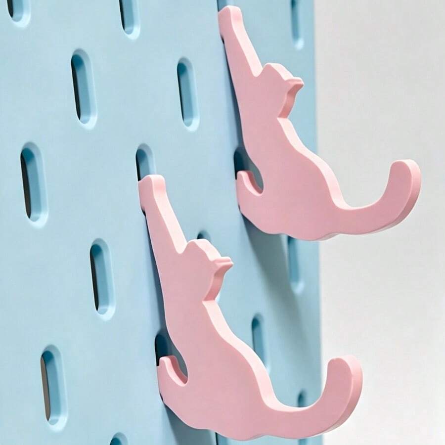 2/1pc Cat Pegboard Hook, Compatible With Skadis, Can Be Used With Pegboard Desk Clamp, Creative 3D Printed Hook, Suitable For Study/Entryway Storage, Key/Headphone Small Item Storage Rack, Flexible Assembly And Disassembly - Multicolor - View 1