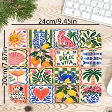 1pc Mediterranean Tile Style Colorful Patchwork Desk Mat, Multi-Purpose Makeup Nail Art Table Pad, Large Non Slip Desktop Protector S/M/L/XL - View 11