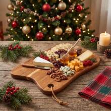 1PC Christmas Tree Shape Chopping Board, Natural Acacia Wood Cutting Board, Kitchen Accessories, Charcuterie Board For Halloween Christmas Party, Restaurant & Home Table Serving Tray - Mocha Brown - View 12