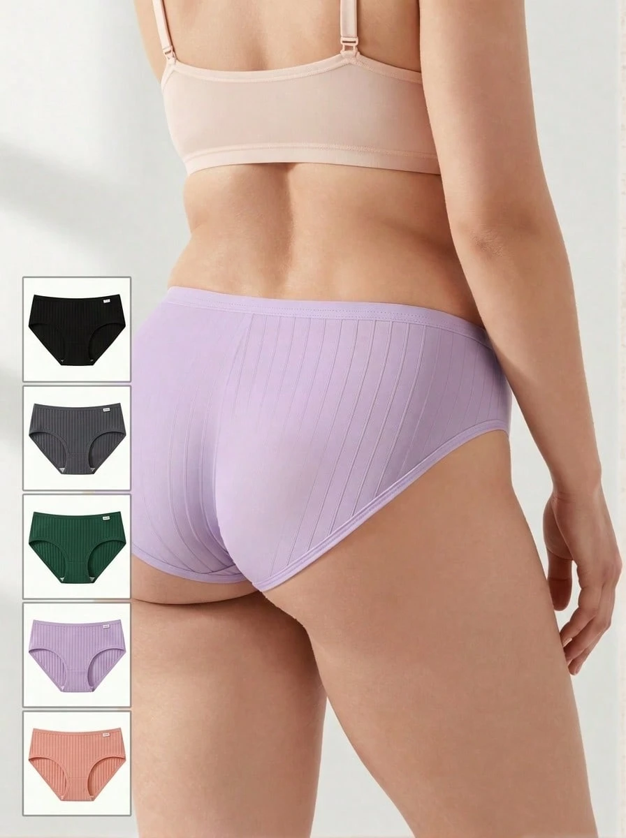 Rosiemei 5pcs/Pack Comfortable Plus Size Women Cotton Briefs - Multicolor - View 1