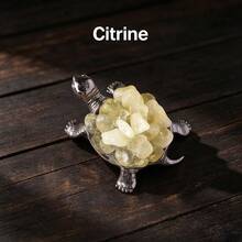 1pc Natural Crystal Cluster Turtle Ornament, Metal Turtle Statue With Amethyst, Citrine, White Quartz Cluster, Desktop Decor, Home Office Gift - Mini Turtle - View 26