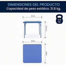 Mesa Plegable para Niños, Mesa Infantil, Mesita para Niños, Escritorio Infantil, Mesa y Sillas para Niños, Mesa Infantil con Sillas, Mesa para Niños con Sillas, Mesa con Sillas para Niños, Mesa Niños con Sillas, Furniture, Set de Mesa Infantil Plegable y 4 Sillas Infantiles Plegables, Conjunto Multicolor para Guar - Azul - Ver 3