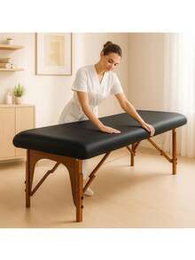 Waterproof Reusable Massage Bed Cover, Stain-Resistant Easy To Clean, Odorless, Detachable Fitted Protective Pad, Suitable For Massage Bed, Beauty Salon, Durable And Comfortable Design, Fits Massage Beds Up To 34 Inches Wide - Black - View 6