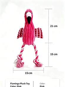Flamingo Dog Plush Rope Toy, Durable Teething Chew Toy For Small Medium Dogs, Interactive Squeaky Stuffed Pet Toy, Tug‑Of‑War Cotton Rope Legs, Bite‑Resistant Puppy Enrichment Play Toy For Stress Relief & Teeth Cleaning - Rose Red - View 4