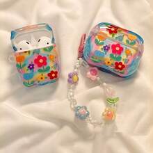 Creative Painted Flower Bluetooth Earphone Protective Case Compatible With Airpods 1/2/3/4/New 5th Gen Pro 1/2/3/4 All Models With Pendant - Multicolor - View 3
