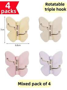 6Pcs Butterfly Wall Hooks, No Drill Self Adhesive Hooks, Decorative Heavy Duty Sticky Hanging Hooks For Bathroom Door Closet Home Organizer, Invisible Waterproof Wall Mount Hanging Holder Random Colors 2/4/6PCS - View 11