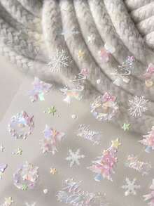1 Crystal Diamond Pink Embossed Nail Art Charm Sticker Popular Self-Adhesive Winter Nail Charm Sticker Cute Christmas Nail Decoration Sticker DIY - Multicolor - View 6