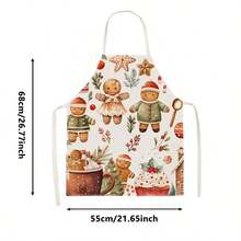 1pc Christmas Cute Snowman Print Apron - Sleeveless Halter Neck Design, Snowman With Top Hat And Red Scarf Paired With Silver Fir Tree And Christmas Ball Pattern, Suitable For Holiday Cooking And Baking, Home Chores Apron, Christmas Holiday Gift - Multicolor - View 14