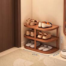 Nordic Minimalist Multi-Layer Floor Shoe Rack, Ultra-Thin Narrow Design Fits Small Entryway, Rounded Curved Edges Reduce Bumping Risk, Thickened Board Material Sturdy And Durable, Layered Storage For Slippers And Casual Shoes, Top Shelf Can Hold Bags And Flowers, Easy Installation, Home Entrance Shoe Storage Organizer - Mocha Brown - View 8