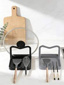 1pc Multifunctional Kitchen Storage Rack With Drip Tray, Detachable Shelves For Pot Lids, Spoons And Spatulas, Drip Tray Keeps Countertop Dry And Leak-Proof, Random Neutral Color Home Storage Organizer, Suitable For Daily Apartment, Dormitory And Kitchen Use - Multicolor - View 8