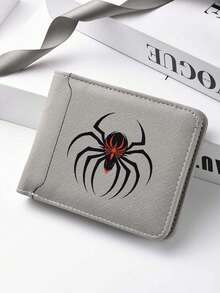 High Quality Black PU Leather Spider Print Wallet, With Spacious Capacity, Coin Pouch And Multiple Card Slots, Fashion Business Style, Perfect Gift Choice - one-size - View 10