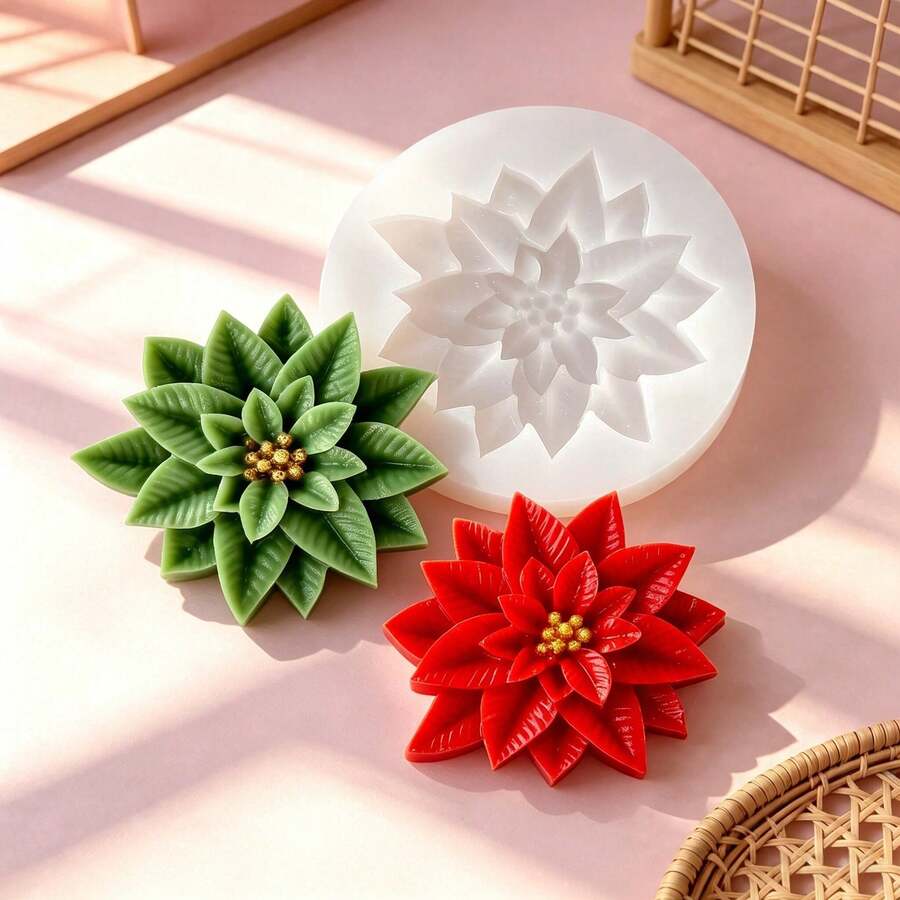 Holly Leaf Silicone Mold, Suitable For Handmade Aromatherapy Candles, Plaster Molds, Resin Decorations, Clay Crafts And Cement Home Decor. Durable Material, Anti-Deformation, Clear And Complete Demolding, Perfect For Repeatedly Making Holiday-Themed Handmade Products. - White - View 1