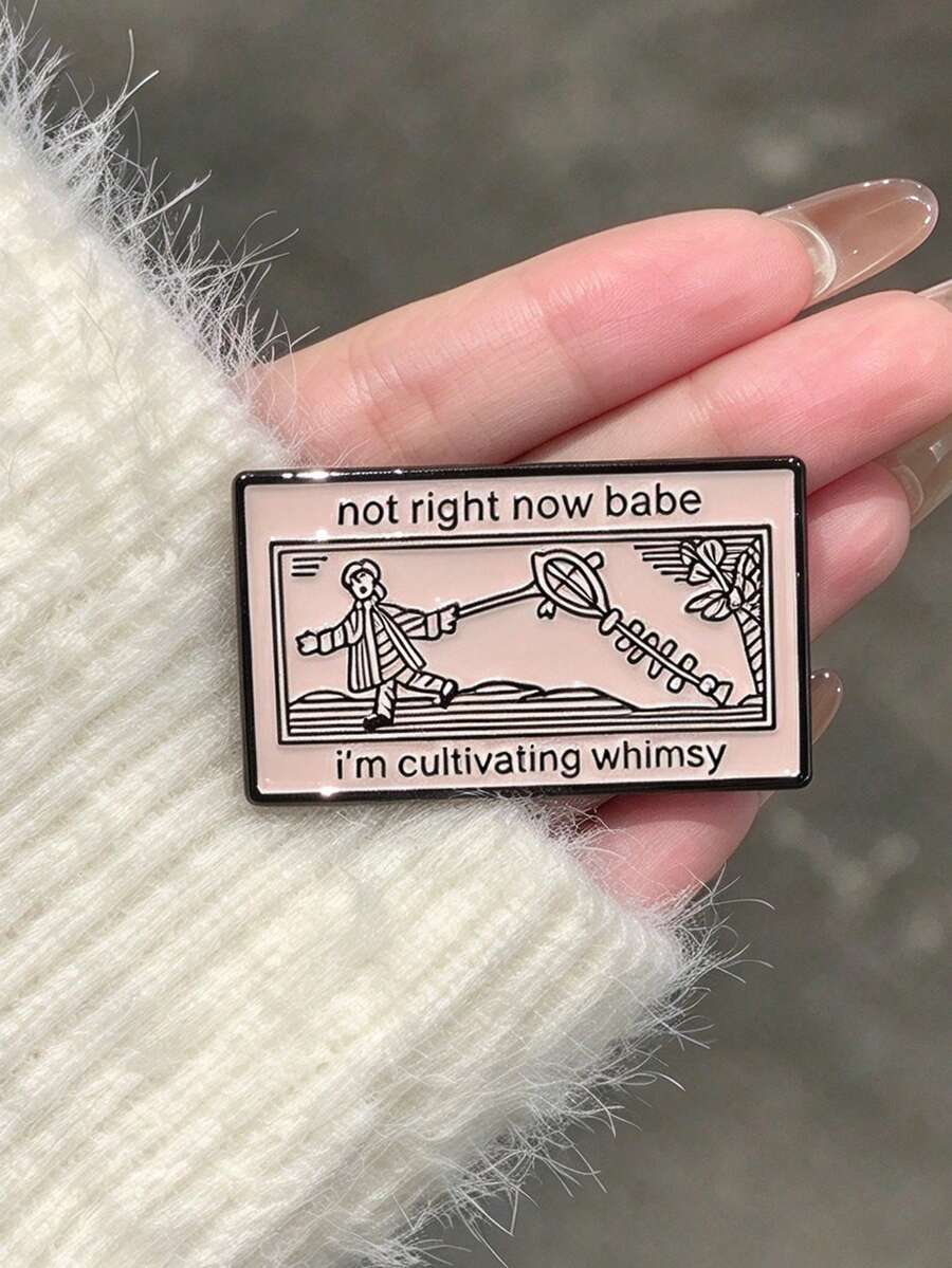 QIHOO 1pc Humorous Quote Enamel Brooch, Vintage Cartoon Lapel Pin, Sarcastic Slogan - Multicolor - View 1
