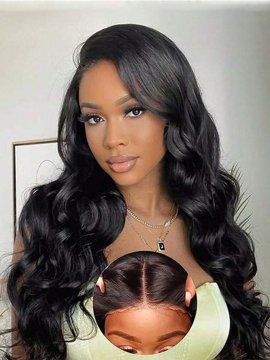 5x5 Glueless Wavy Human Hair Wig Transparent Lace Base Pre-Plucked Hairline Women's Virgin Hair 150% Density