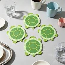 2D Flat, 1pc Turtle Acrylic Coaster, Small Green Round Head, Two Pure Black Round Dots As Eyes, Minimalist Cute - Anti-Slip Heat-Insulating - Home And Restaurant Decoration, Suitable For Drinks, Coffee, Tea Kitchen Decor Home Decor - View 4