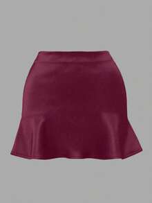 Women's Classic Soft Silky Satin High Waist Invisible Stretch Mini Skirt, Elegant A-Line Skirt For Party & Holiday, Summer, Night Out - Purple - View 5
