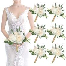Ivory White Artificial Flowers Bouquet For Bridesmaids Wedding Small Floral Centerpieces For Marriage Proposal Party Anniversary Dining Table Decor - Multicolor - View 1