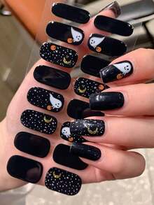 1pc 16pcs Halloween Nail Stickers, Fashion Nail Art Stickers, Waterproof Self-Adhesive, Easy To Use, Suitable For Holiday And Party Decoration - Multicolor - View 4