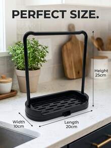 2pcs Kitchen Sink Storage Organizer Rack With Dish Cloth Hanging Bar And Water Tray, Black Sponge Holder For Countertop, Dish Cloth Drying Rack For Kitchen Organization, Plastic Dish Cloth Drying Rack With Drainage Tray, Double Layer Kitchen Sink Storage Rack And Sponge Holder, Countertop Organizer For Dish Cloth And Small Kitchen Storage, Also Suitable For Storage And Outdoor Garden Decoration - Multicolor - View 5