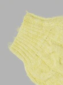 Autumn Yellow Fluffy Cable Knit Sweater For Women Boat Neck Long Sleeve Fall Tops Elegant Casual Going Out Autumn Outfits - Yellow - View 6