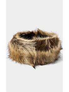 Noxbound 1pc Fashionable Brown Plush Winter Hat - Brown Black Tip Color - View 4