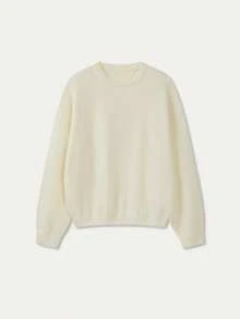 FOR BEAUTY Autumn/Winter Y2K Women's Apricot Round Neck Long Sleeve Knit Pullover, Solid Color Loose Fit Casual Fashion Commute Daily Wear Top - Light Apricot - View 6