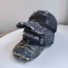 1pc Men's Distressed Baseball Cap, Washed Vintage Style, Unisex Fashion Retro Letter Embroidery, Street Casual Party - Multicolor - View 2