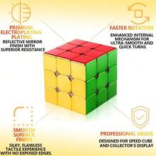 Mirror Reflective Speed Cube 2x2x2 3x3x3 4x4x4 5x5x5 Pyramid Phantom Stickerless Cube, 3D Puzzle Cube, Personalized Shiny Cube Puzzle Children's Gift - Multicolor - View 4