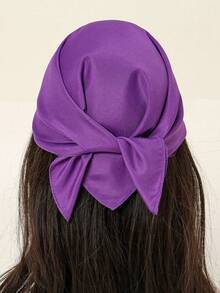 1PC Fashion Novelty Small Handkerchief Headband Denim Effect Solid Color One Size Bohemian Style Lightweight Breathable Suitable , Head Scarf Suitable For All Seasons - Purple - View 4