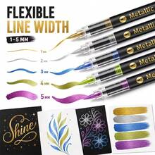 24/36/48 Colors Metallic Markers Set, Suitable For Glass Cups, Stone Painting, Black Paper Writing, Greeting Card Making, Scrapbooking & DIY Photo Albums - Direct-flow Metal Marker - View 5